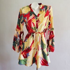 Live 4 Truth A-Line Mini Dress Vibrant‎ Floral Puff Sleeve NEW Party Tropical